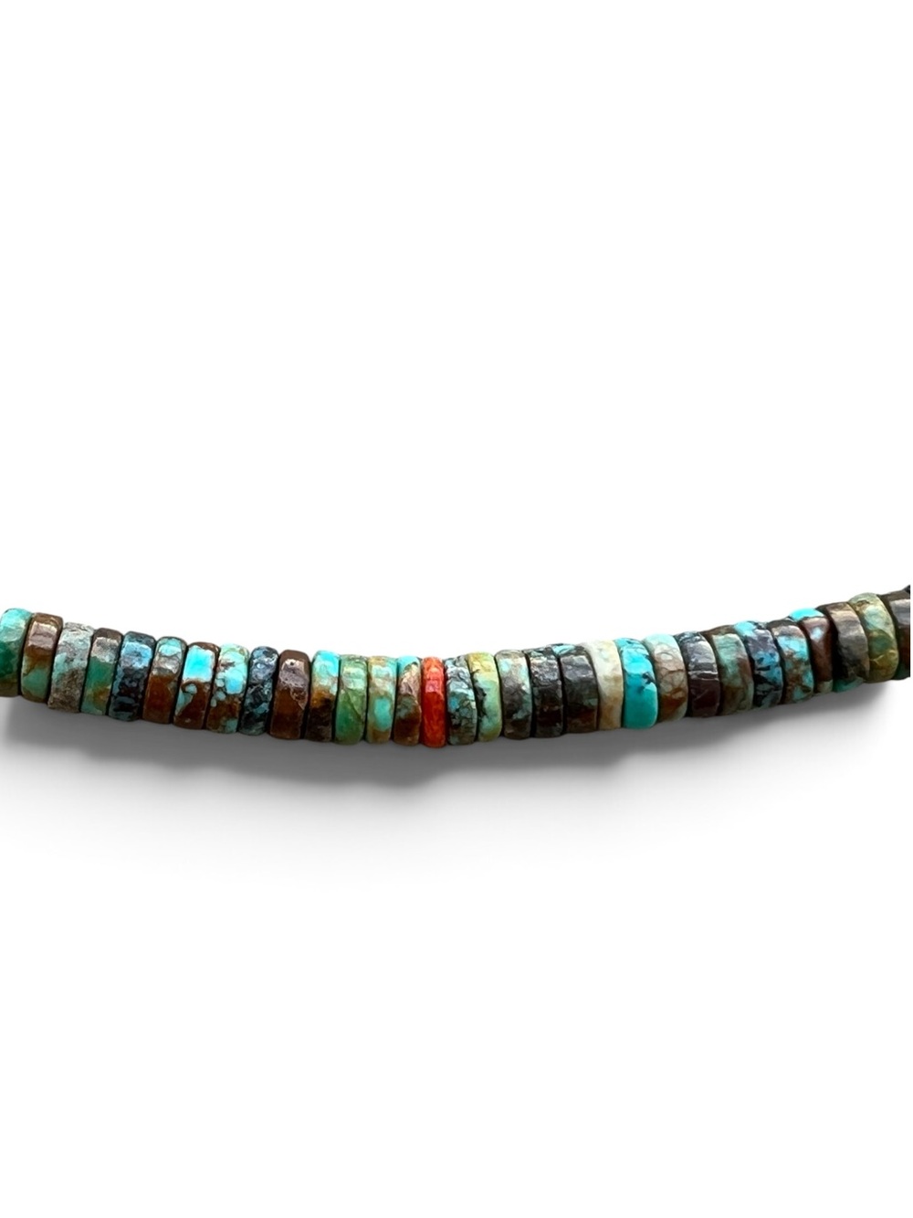 Sterling Silver Multicolor Turquoise Spiny Oyster Heishi Bead Necklace - Picture 4 of 5